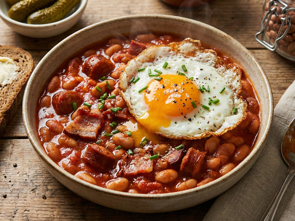 Fasolka po Bretońsku with Jajko Sadzone