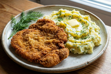 Kotlet Schabowy with Creamy Dill Potatoes