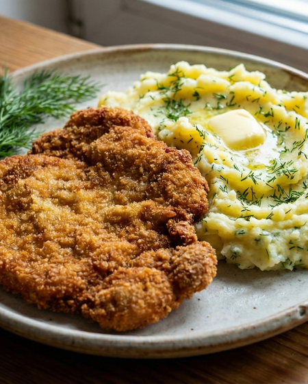 Kotlet Schabowy with Creamy Dill Potatoes