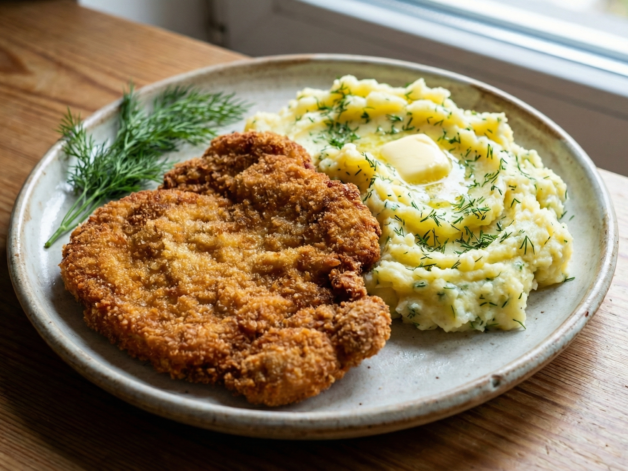 Kotlet Schabowy with Creamy Dill Potatoes