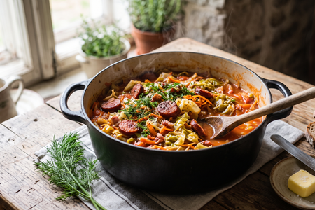Bigos z Młodej Kapusty (Polish Spring Cabbage Stew)