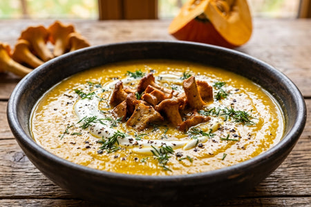 Kurpiowska Zupa z Dyni z Kurkami i Jałowcem (19th Century Kurpian Pumpkin & Chanterelle Soup)