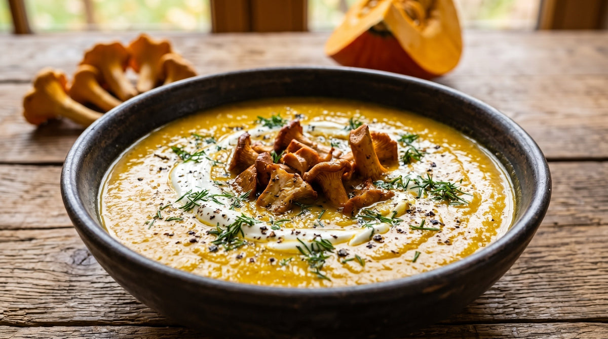 Kurpiowska Zupa z Dyni z Kurkami i Jałowcem (19th Century Kurpian Pumpkin & Chanterelle Soup)