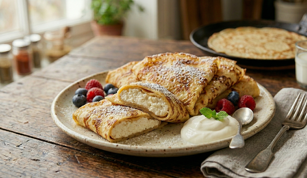 Naleśniki z Twarogiem (Sweet Cheese Crepes)