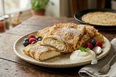 Naleśniki z Twarogiem (Sweet Cheese Crepes)