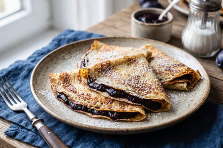 Naleśniki z Powidłami Śliwkowymi (Traditional Polish Crepes with Plum Butter)