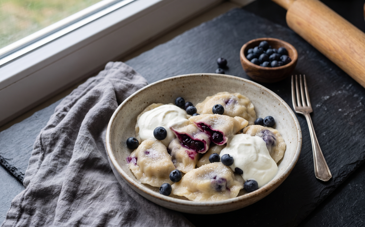 Pierogi z Jagodami (Traditional Polish Blueberry Dumplings)