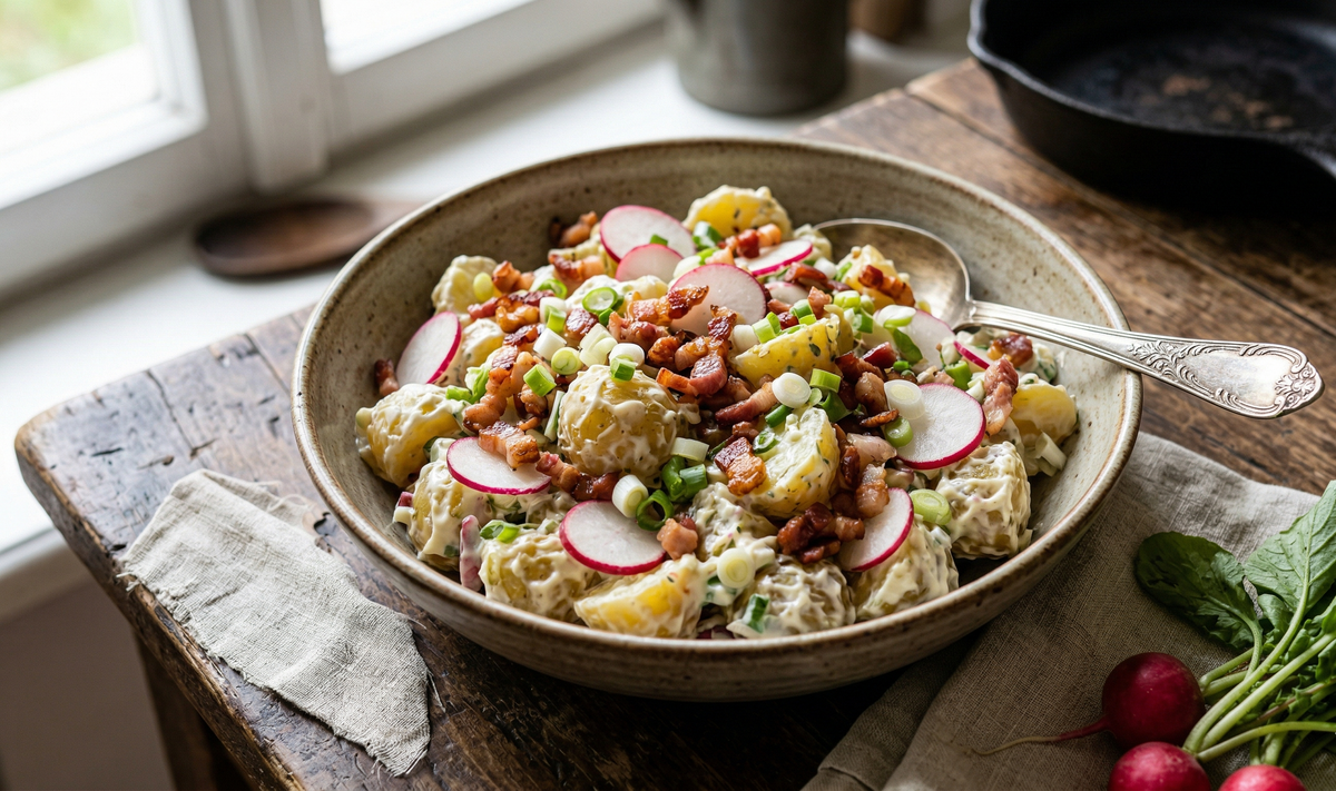 Sałatka Ziemniaczana Z Boczkiem I Rzodkiewką (Polish Potato Salad With Bacon And Radish) - Cook & Keeper
