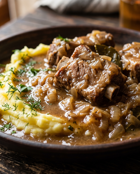 Żeberka w Sosie (Polish Braised Pork Ribs in Onion Gravy)