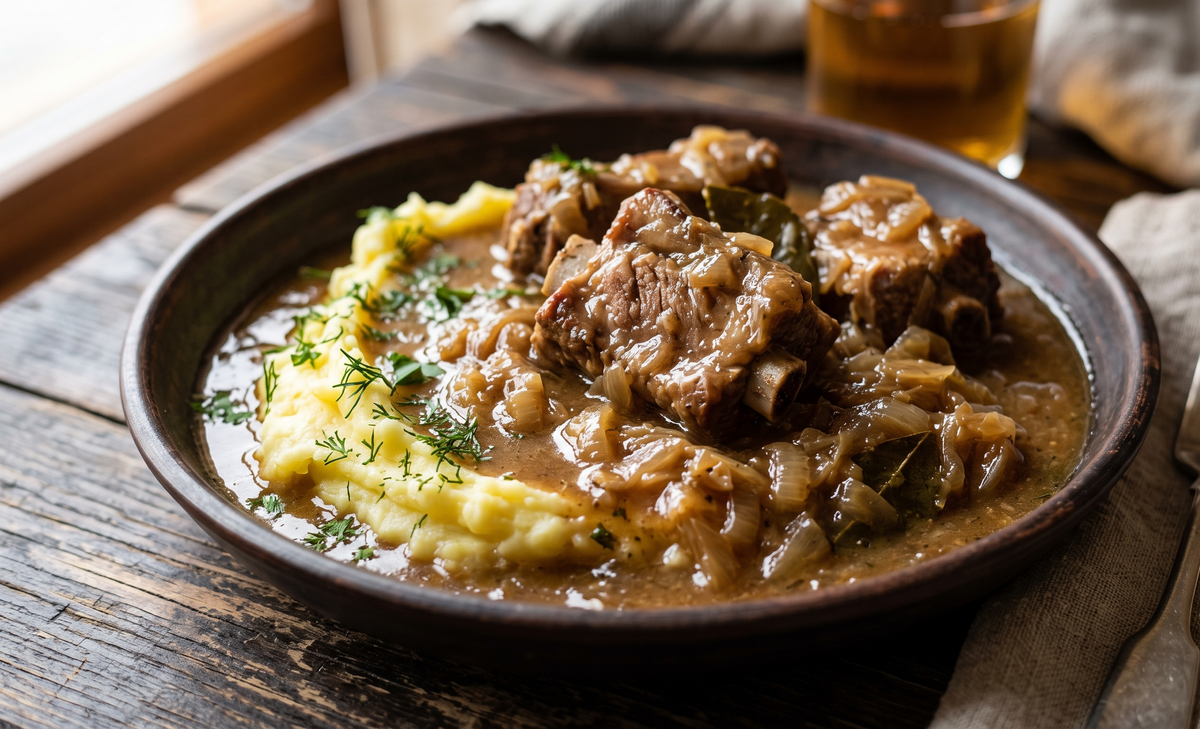Żeberka w Sosie (Polish Braised Pork Ribs in Onion Gravy)