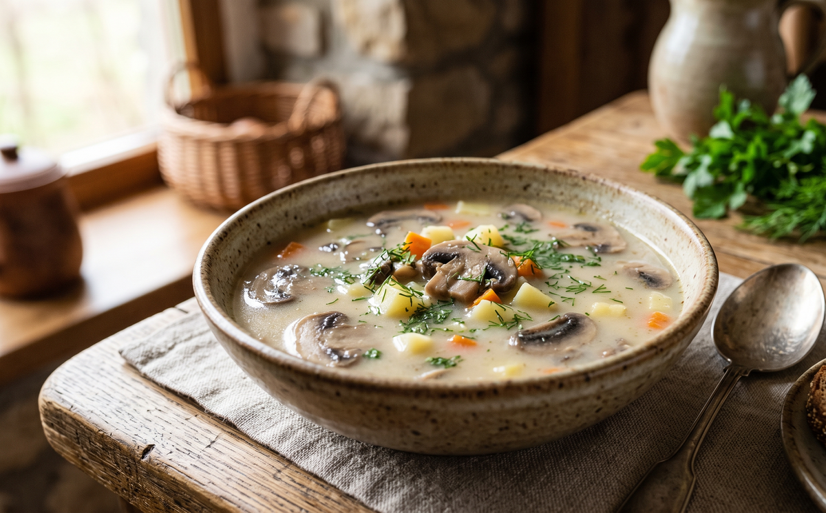 Zupa Pieczarkowa (Polish Button Mushroom Soup)
