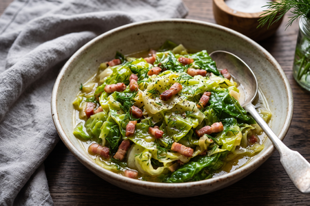 Młoda Kapusta (Stewed Polish Spring Cabbage with Bacon and Dill)