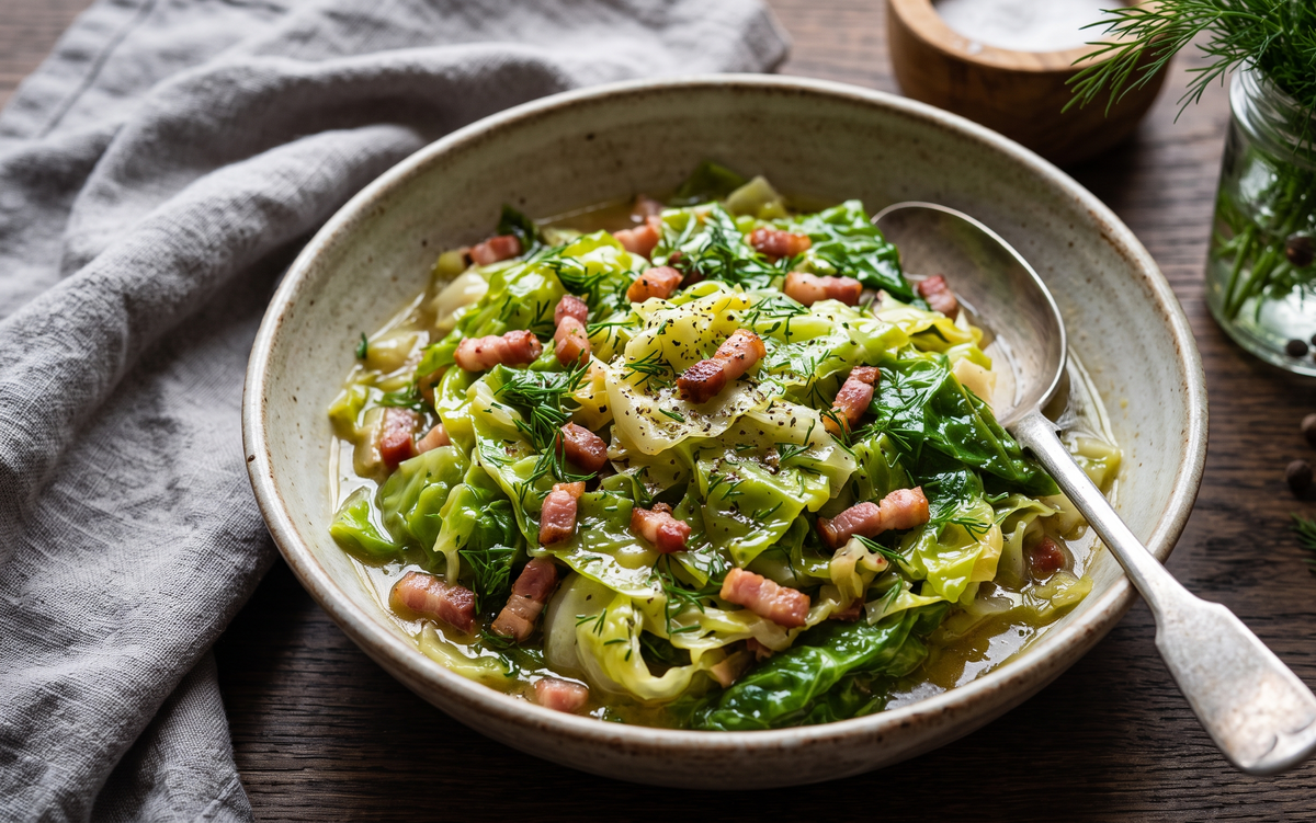 Młoda Kapusta (Stewed Polish Spring Cabbage with Bacon and Dill) - Cook & Keeper