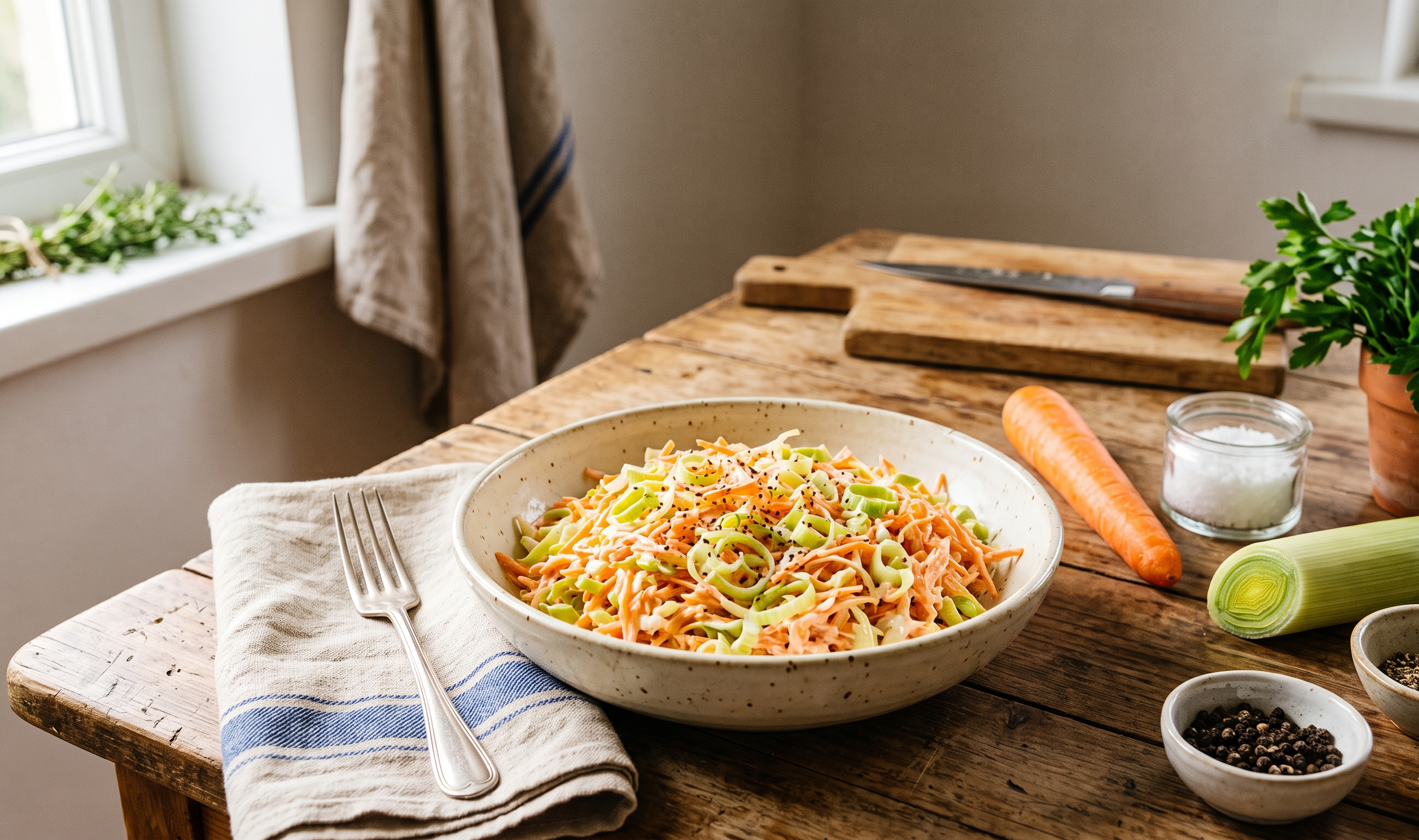 Surówka z Pora i Marchewki (Traditional Polish Leek & Carrot Salad) - Cook & Keeper
