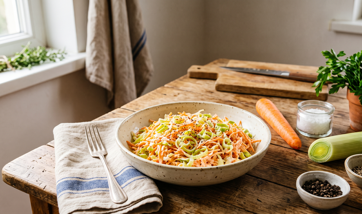 Surówka z Pora i Marchewki (Traditional Polish Leek & Carrot Salad) - Cook & Keeper