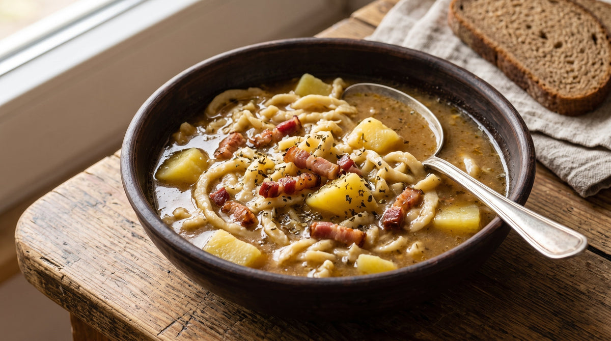 Zupa Zagraj (Traditional Polish Rustic Potato & Drop Noodle Soup)
