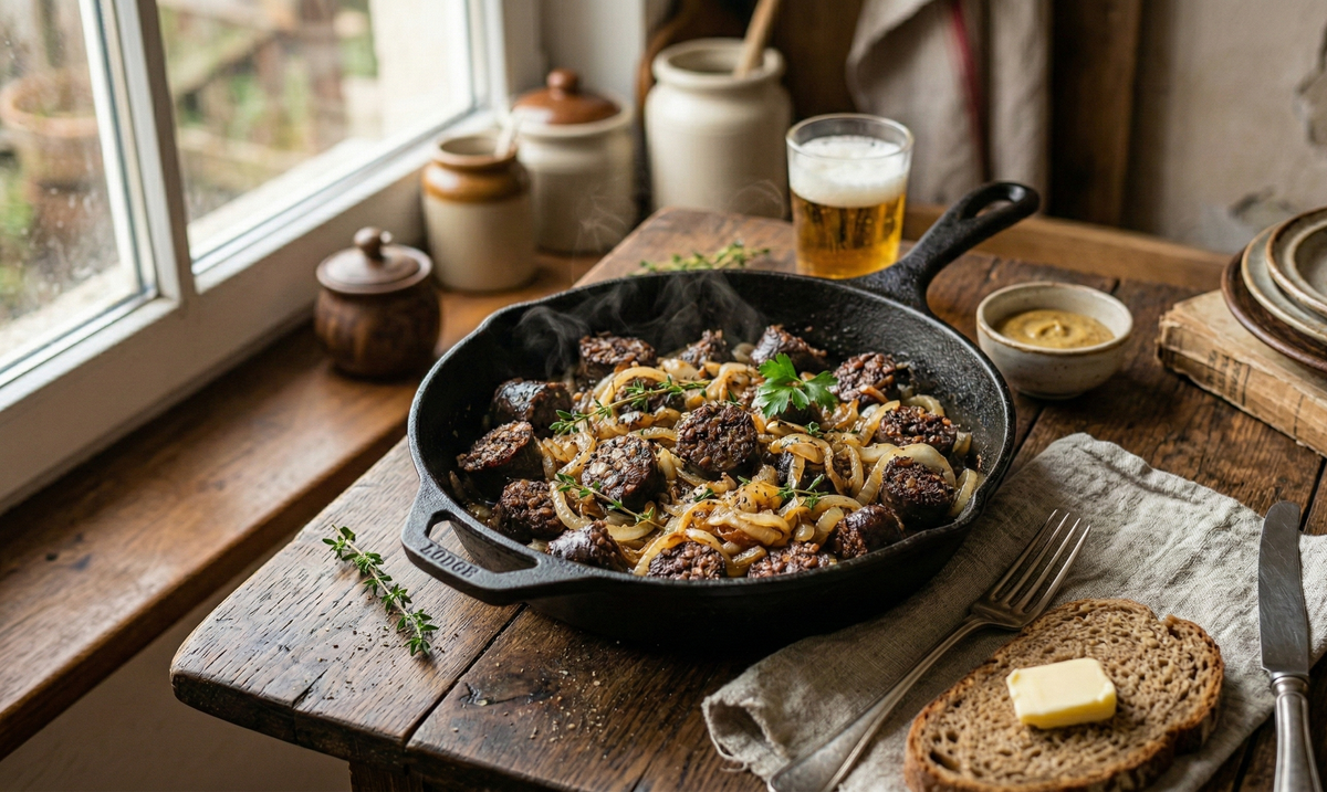 Smażona Kaszanka z Cebulą (Pan-Fried Polish Black Pudding with Onions) - Cook & Keeper
