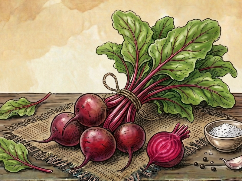 Young beets with greens (untrimmed)